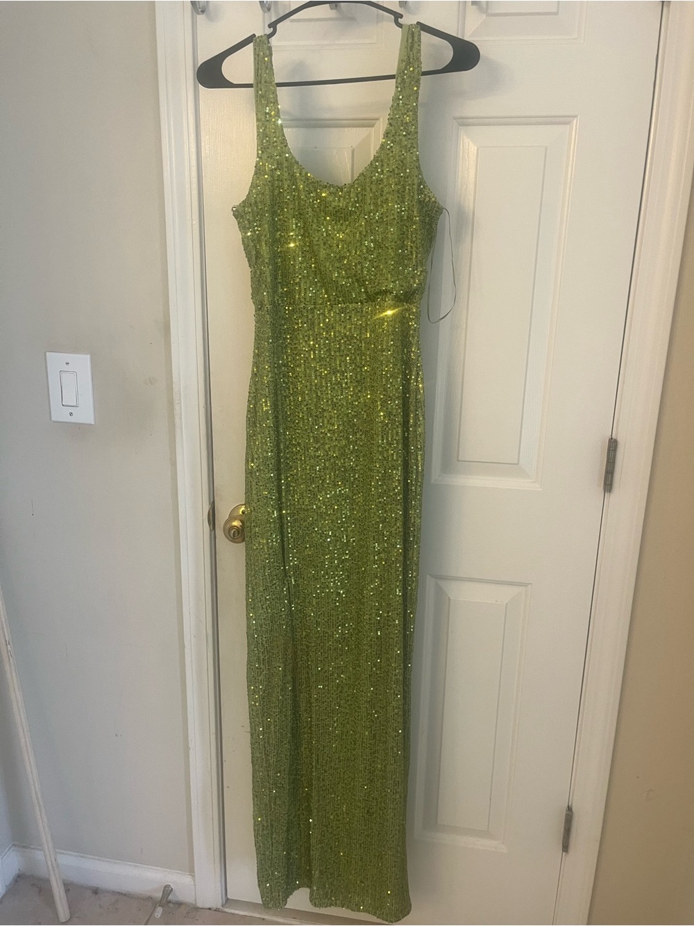 Fashion Nova Olive Green Sequin Maxi Dress
